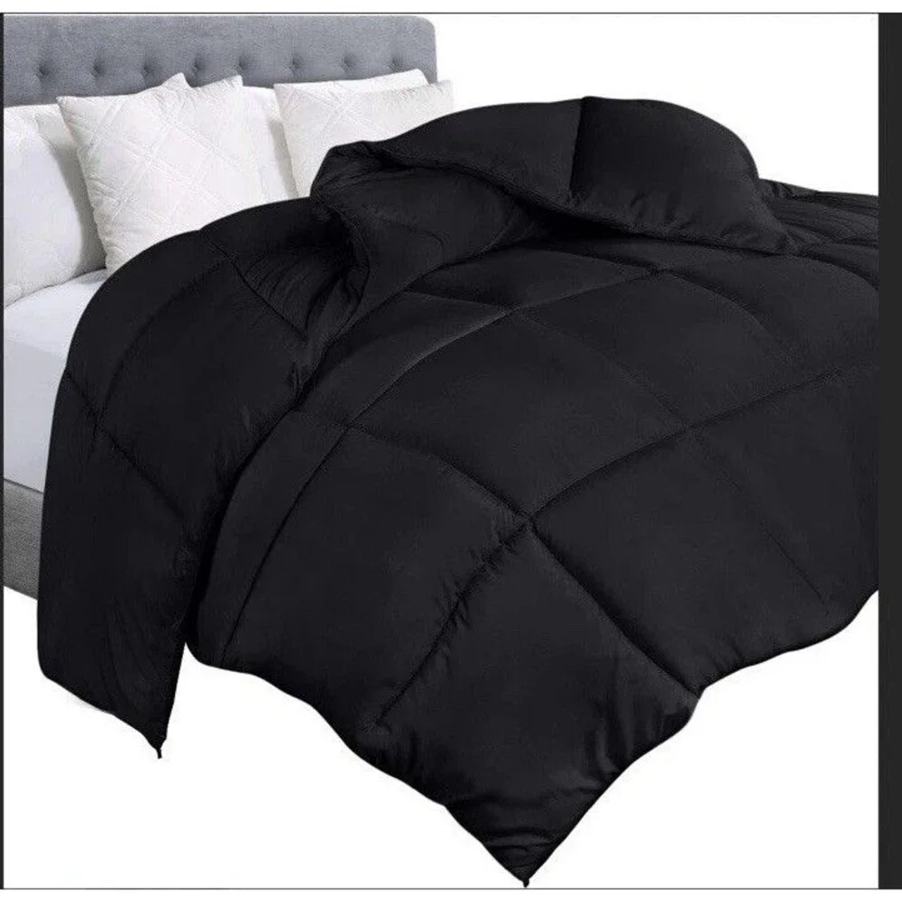 Box Stitched Down Alternative Comforters Queen Size (Black)